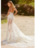 Three Piece Beaded Spaghetti Straps Ivory Lace Tulle Wedding Dress